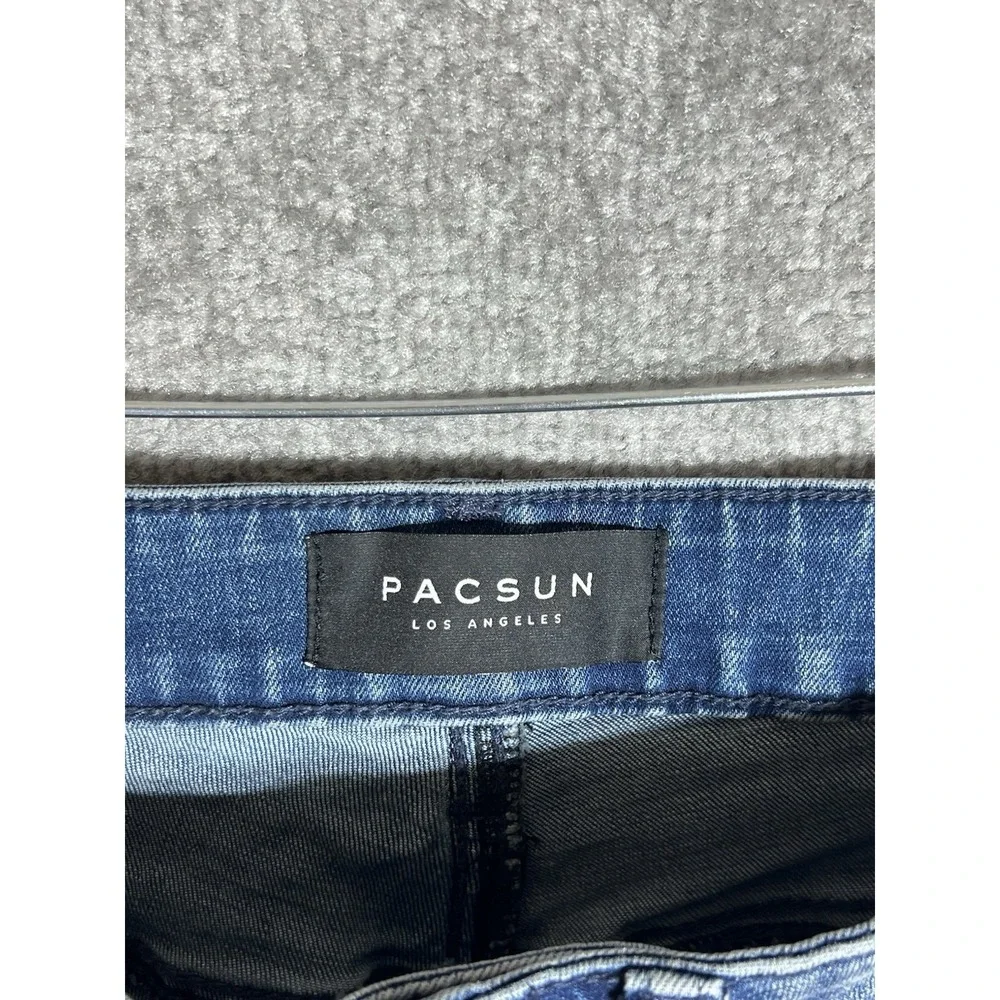 PacSun Stacked Skinny Jeans Mens 28x30 Blue Distressed Stretch Denim 5‎ Pocket